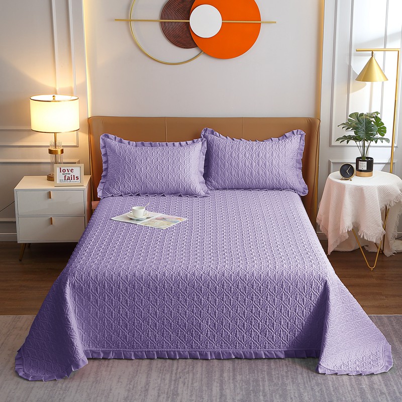 丝韵-紫色：天丝软凉席/绗缝床盖三件套