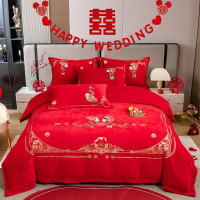 喜结良缘：宝宝绒婴儿绒婚庆刺绣四件套