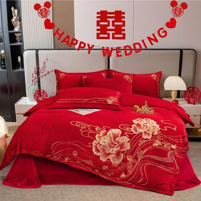浪漫满屋：宝宝绒婴儿绒婚庆刺绣四件套