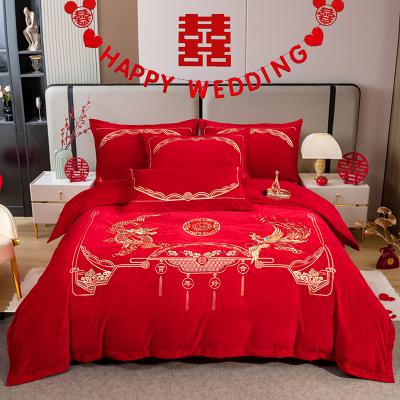 贵族龙凤：宝宝绒婴儿绒婚庆刺绣四件套